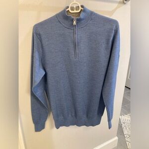 Peter Millar blue cashmere silk blend preppy sweater half zip size M pullover